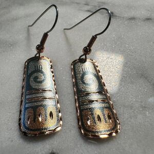Handcrafted Boho Native American Earrings, Copper Wire Drop Earrings, Gift box